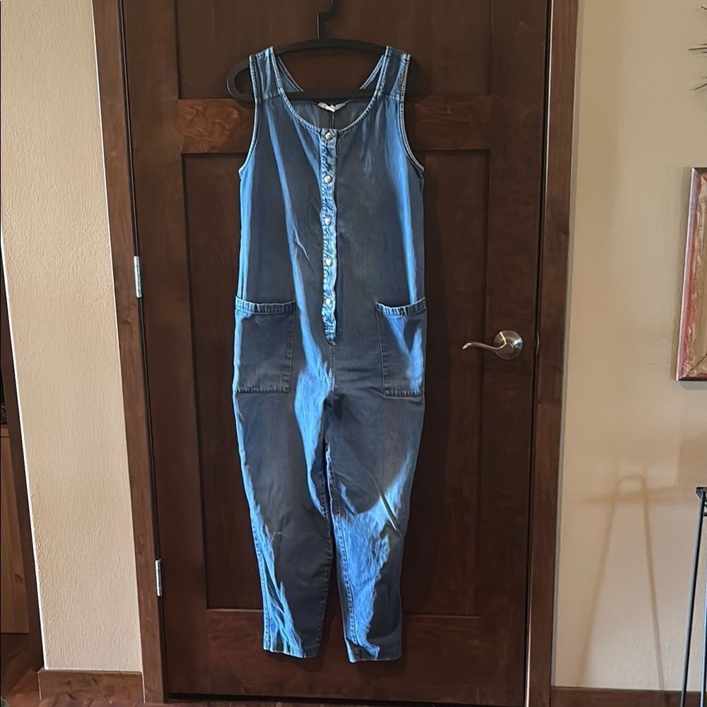 Vintage Oliver Pease Denim Snap Front Jumpsuit - Size 8